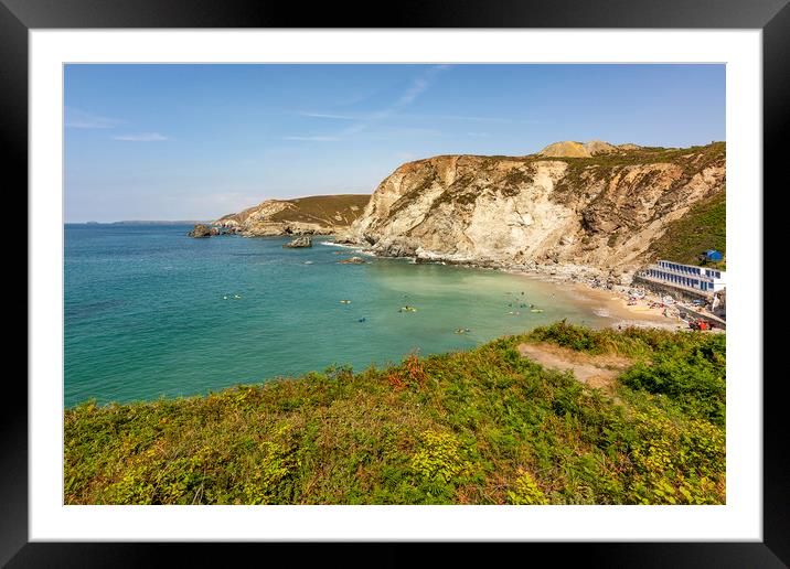 Summer Scene at Trevaunance Cove Framed Mounted Print by Malcolm McHugh