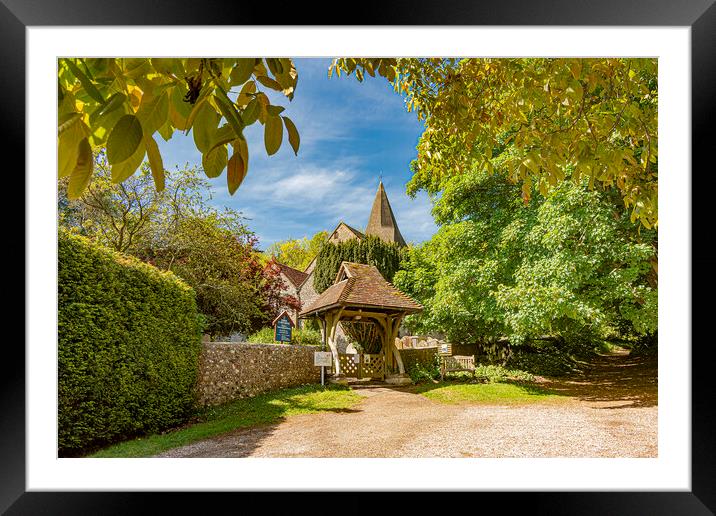 Findon Village Church and Lychgate Framed Mounted Print by Malcolm McHugh