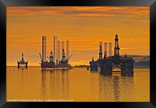 Oil Rigs on the Cromarty Firth, Scotland Framed Print by Martyn Arnold