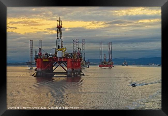 Oil Drilling Platforms at Invergordon on the Cromarty Firth Framed Print by Martyn Arnold