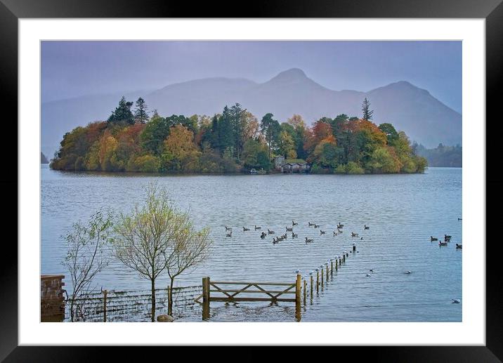 Misty Catbells across Derwent Water from Crow Park, Keswick Framed Mounted Print by Martyn Arnold