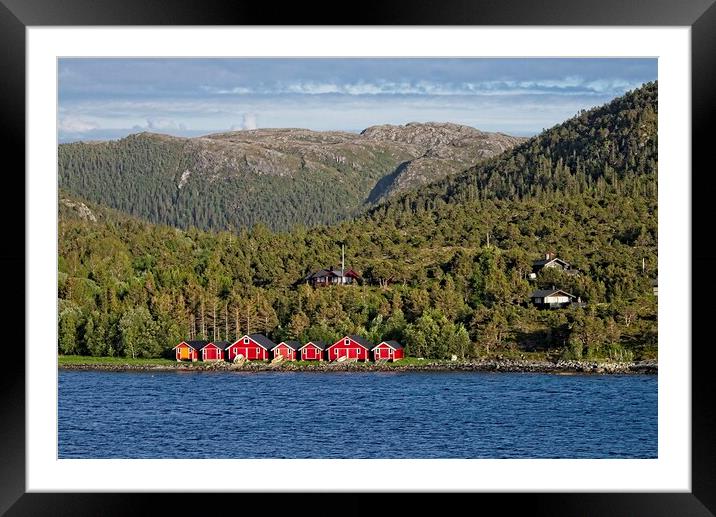 Boathouses in Norway Framed Mounted Print by Martyn Arnold