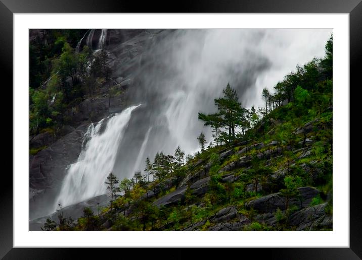 Langfoss Waterfall Closeup Framed Mounted Print by Martyn Arnold