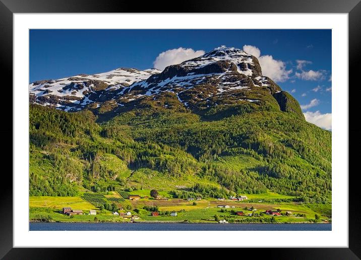 Farming Village in Nordfjord Norway Framed Mounted Print by Martyn Arnold