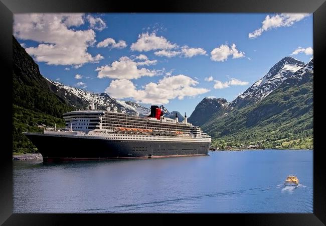 Queen Mary 2 Cruise Ship in Olden, Norway Framed Print by Martyn Arnold