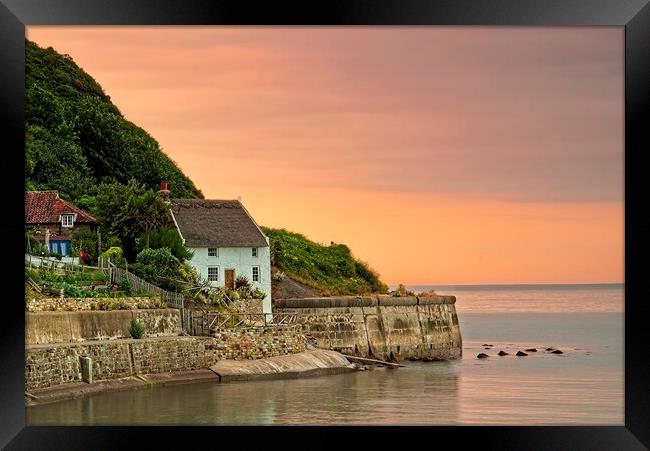 Thatched Coastguard Cottage, Runswick Bay, North Yorkshire Framed Print by Martyn Arnold
