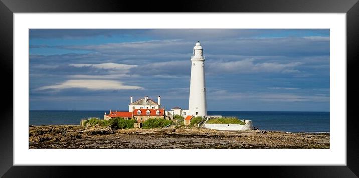 SAINT MARYS ISLAND, WHITLEY BAY PANORAMA Framed Mounted Print by Martyn Arnold