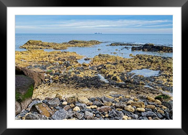 Rocks Sand and Sea at Hartlepool Framed Mounted Print by Martyn Arnold