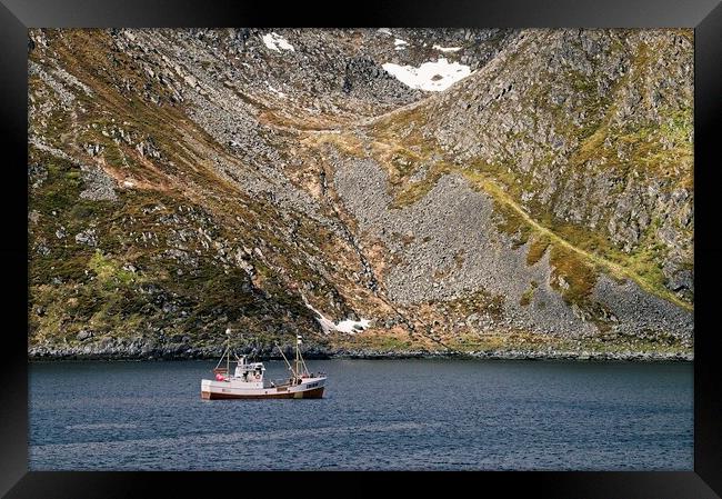 Fishing Boat in Honningsvag, Arctic Norway Framed Print by Martyn Arnold