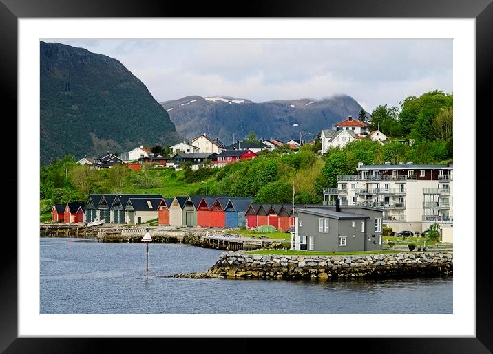 Boat Houses in Alesund Norway Framed Mounted Print by Martyn Arnold