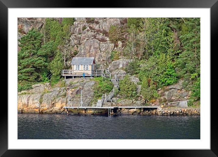 Boathouse Amongst the Rocks - Sweden Framed Mounted Print by Martyn Arnold