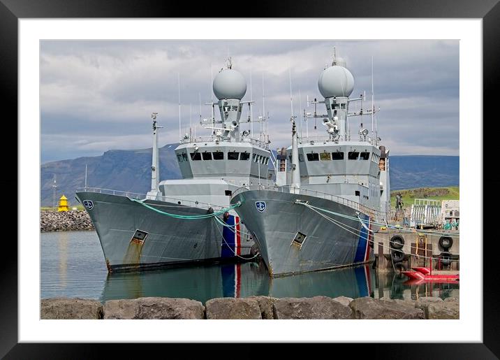 Icelandic Coastguard Ships Moored in Reykjavik Framed Mounted Print by Martyn Arnold