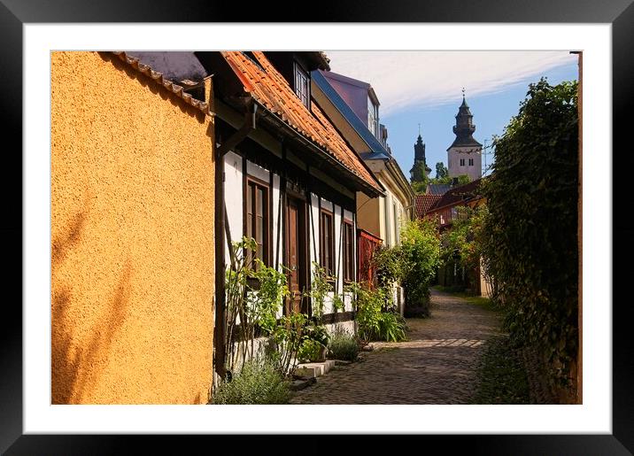 Cobbled Street in Visby Sweden Framed Mounted Print by Martyn Arnold