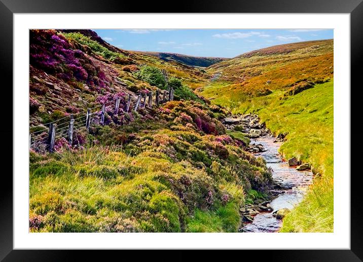 English Heather Moorland Countryside Framed Mounted Print by Martyn Arnold