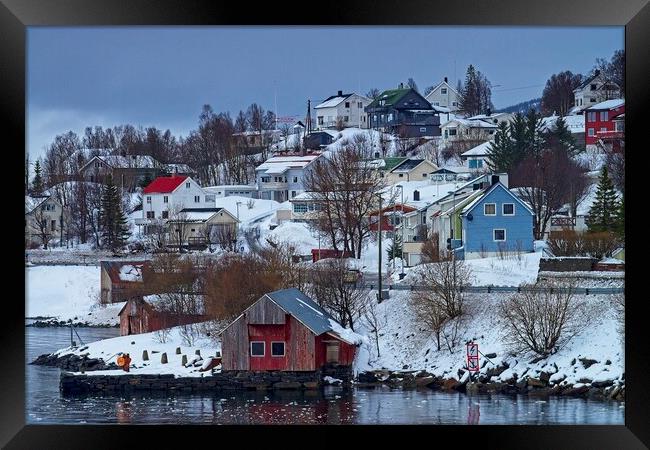 Finnsnes Town Northern Norway Framed Print by Martyn Arnold