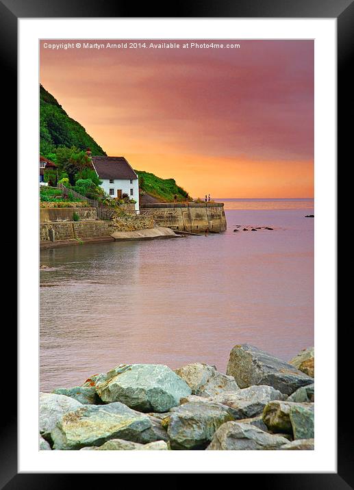 Evening over Runswick Bay Cottage North Yorkshire Framed Mounted Print by Martyn Arnold