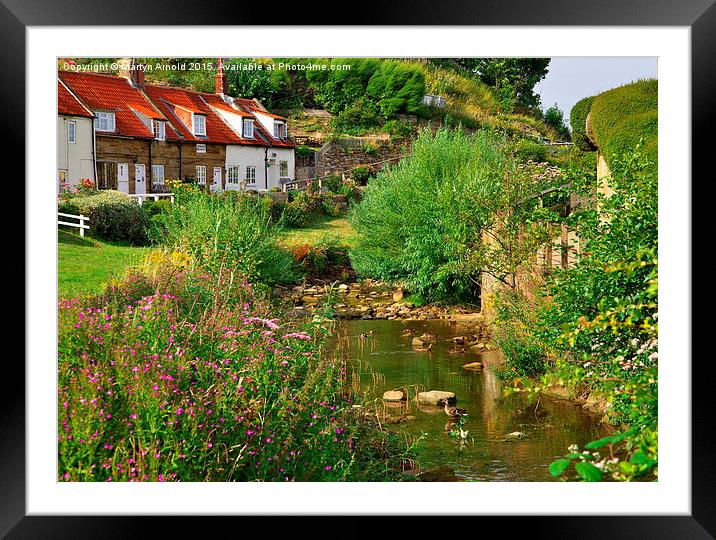  Sandsend Village Cottages and Stream Framed Mounted Print by Martyn Arnold