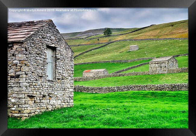 Yorkshire Dales Stone Barns at Muker Framed Print by Martyn Arnold