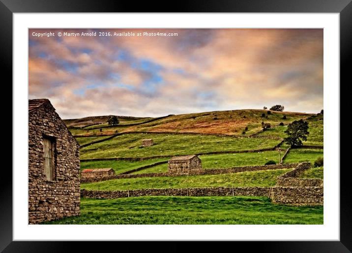 Swaledale Stone Barns and Walls Framed Mounted Print by Martyn Arnold