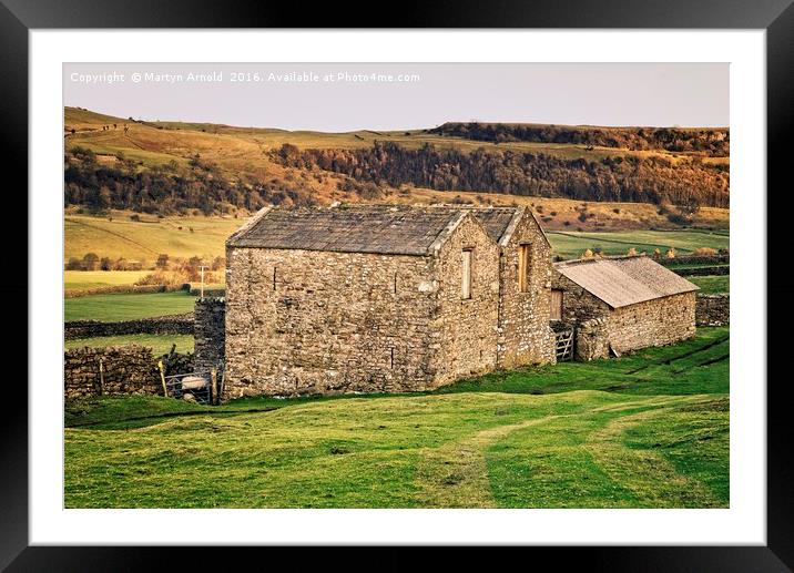 Stone barns Reeth Yorkshire Framed Mounted Print by Martyn Arnold