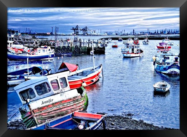 Fishing Boats at Paddy's Hole, South Gare Framed Print by Martyn Arnold