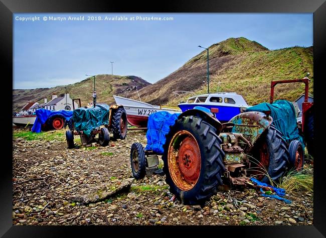 Fishing Boats and Tractors at Saltburn-by-the-Sea Framed Print by Martyn Arnold