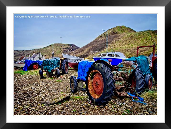 Fishing Boats and Tractors at Saltburn-by-the-Sea Framed Mounted Print by Martyn Arnold