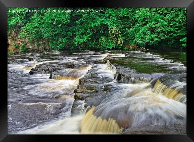 RIver Swale Waterfall, Richmond Yorkshire Framed Print by Martyn Arnold