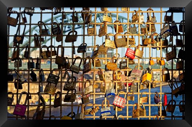 Love Locks on Newcastle High Level Bridge Framed Print by Martyn Arnold