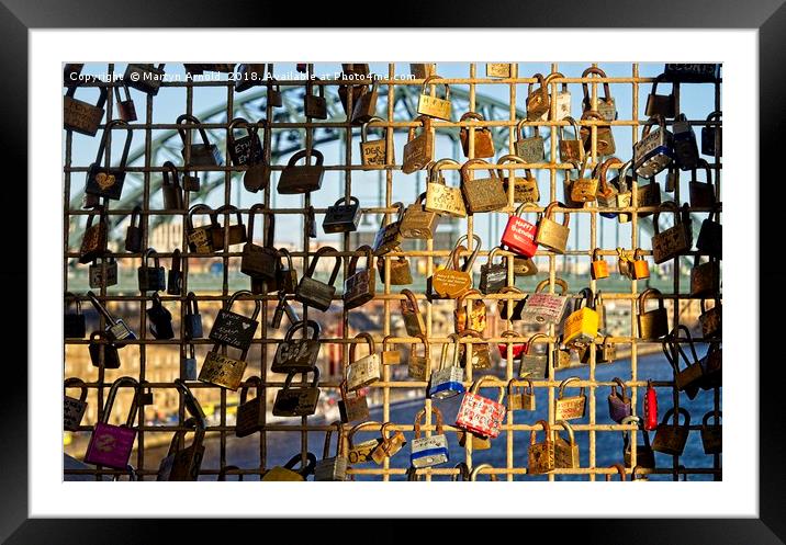 Love Locks on Newcastle High Level Bridge Framed Mounted Print by Martyn Arnold