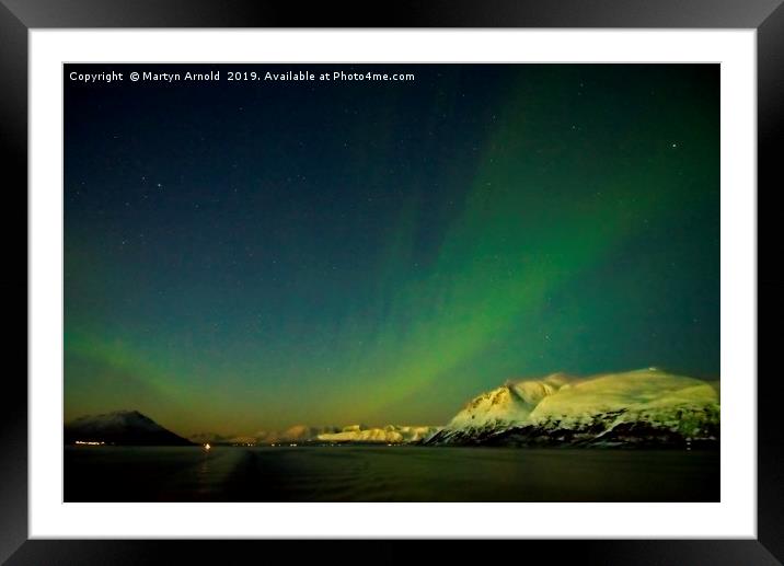 Northern Lights Aurora near Tromso in Norway Framed Mounted Print by Martyn Arnold