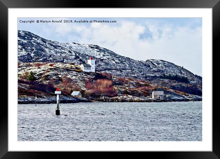 Agdenes Lighthouse and Ringflua Light Norway Framed Mounted Print by Martyn Arnold