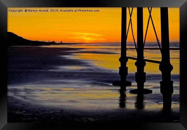Sunset at Saltburn-by-the-Sea in Yorkshire Framed Print by Martyn Arnold