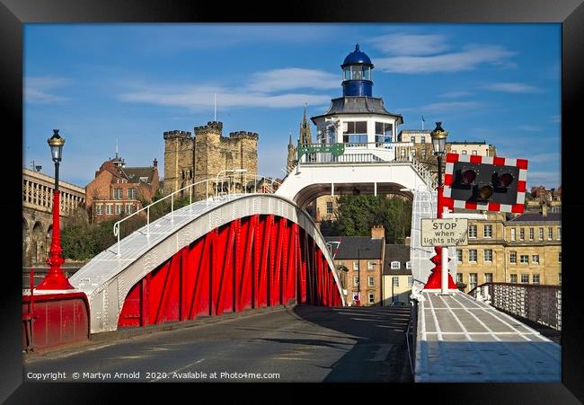 Newcastle Swing Bridge and Castle Framed Print by Martyn Arnold