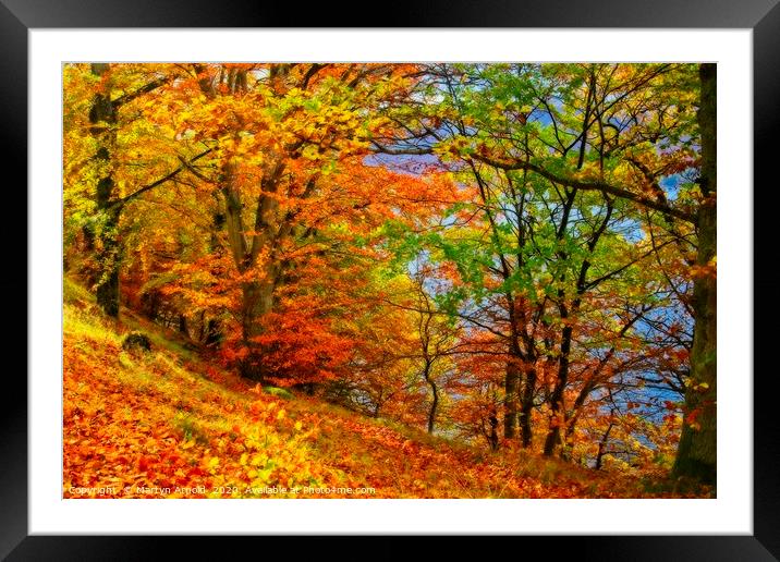 Autumn Trees on Ullswater Lake Framed Mounted Print by Martyn Arnold