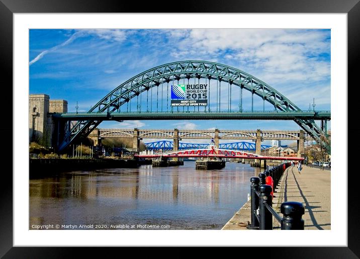 Newcastle Upon Tyne Bridges and Quayside Framed Mounted Print by Martyn Arnold