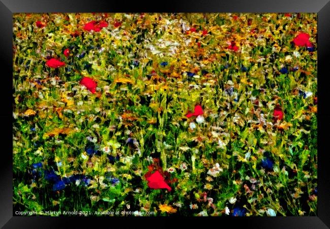Spring flower meadow Co. Durham - photo based digital art Framed Print by Martyn Arnold