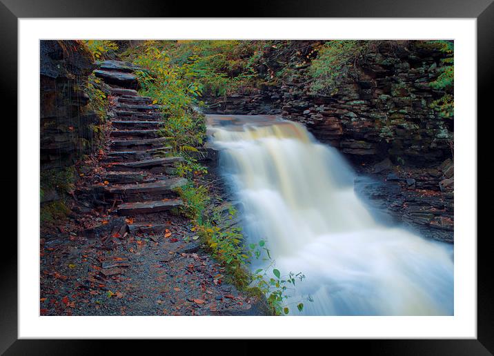Waterfall Stone Steps Framed Mounted Print by Scott Hubert