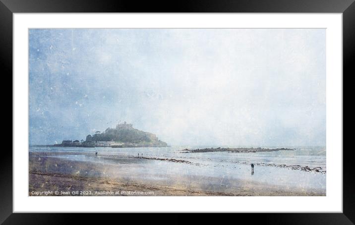 St Michael's Mount and Marazion Beach, Cornwall Framed Mounted Print by Jean Gill