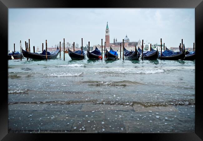 Gondolas by St Mark's Square Venice Framed Print by Jean Gill