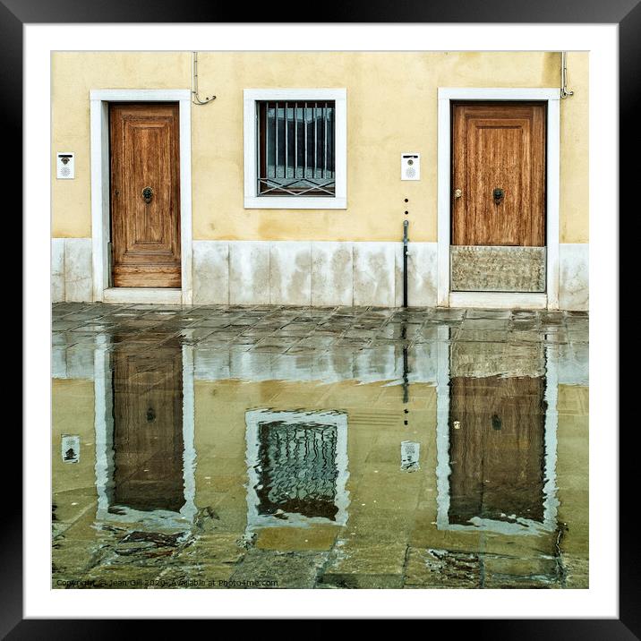 Venice Door Reflections Framed Mounted Print by Jean Gill
