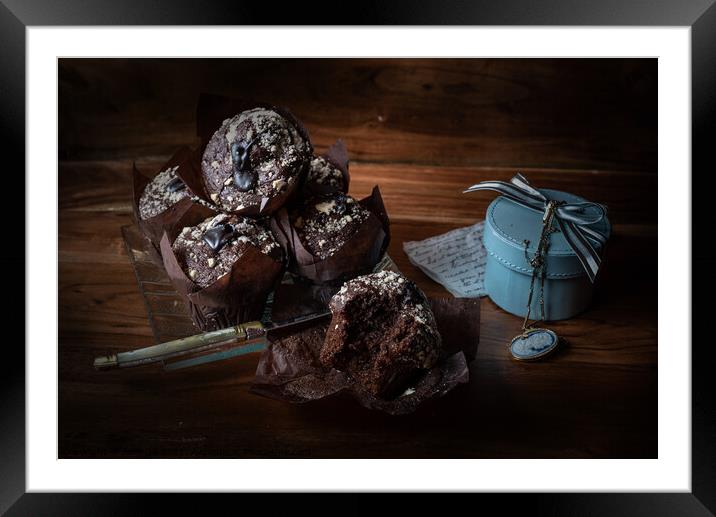 Old Maestra Chocolate Muffins and Cameo Framed Mounted Print by Jean Gill
