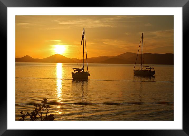 Mediterranean Sunset Framed Mounted Print by Yana  Kambites