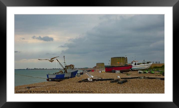 Hythe Fisherman's Beach Framed Mounted Print by Antoinette B