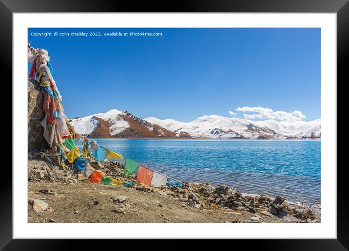 Prayer Flags in Tibet Framed Mounted Print by colin chalkley