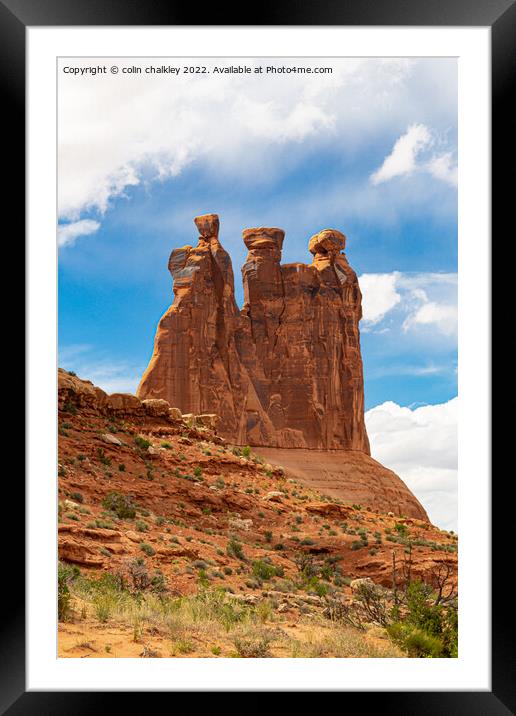 The Three Gossips rock structures - Arches NP Framed Mounted Print by colin chalkley