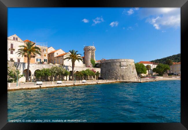 Seafront of Korcula Town, Croatia Framed Print by colin chalkley