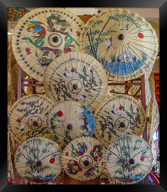 Thai Painted Paper Parasols Framed Print by colin chalkley