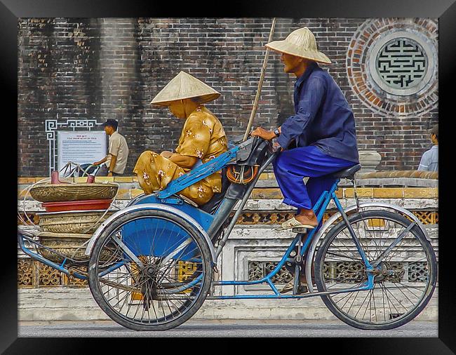 Vietnamese Bicycle Rickshaw Framed Print by colin chalkley