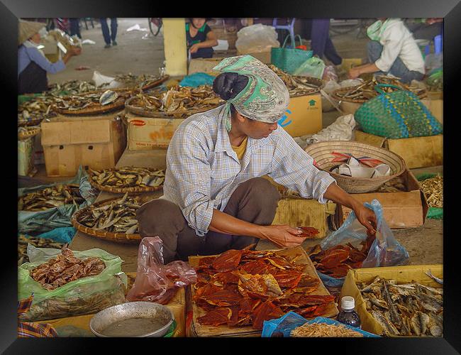 Vietnamese Fish Market Framed Print by colin chalkley